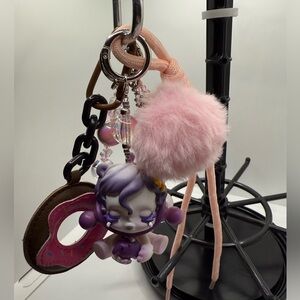 Cute Skullpanda Handbag / Phone Charm Set with Purple and Pink Charms